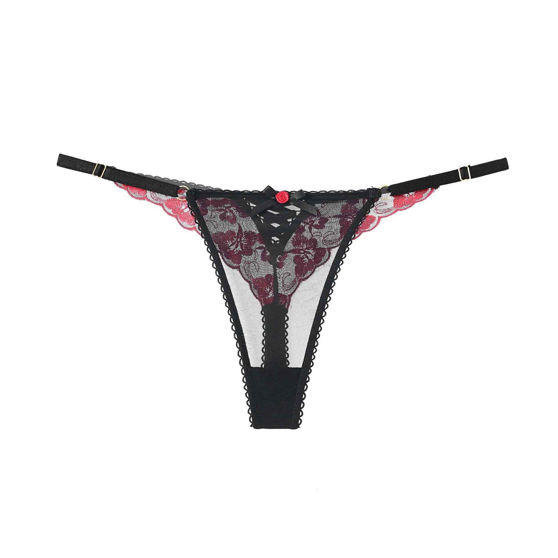Embroidered Sexy Lace Low Waist Hollow Cross Back Hot