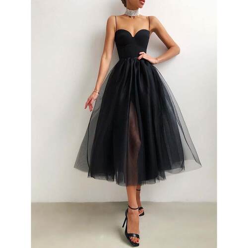 Women's suspender mesh dress 女装吊带网纱连衣裙