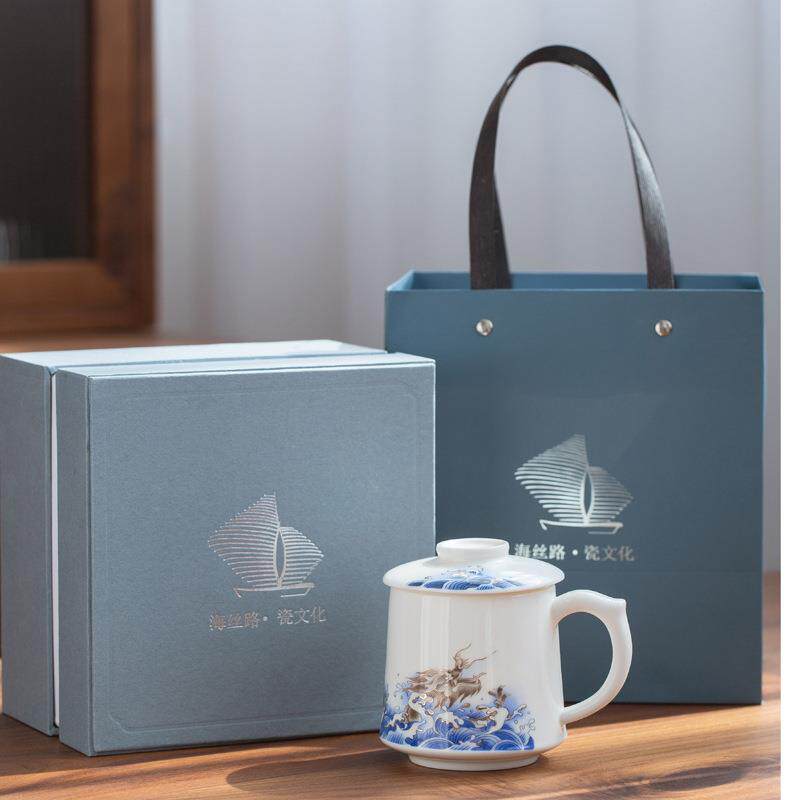 送礼送人珐琅彩茶杯陶瓷个人杯办公泡茶水杯过滤内胆马克杯带盖