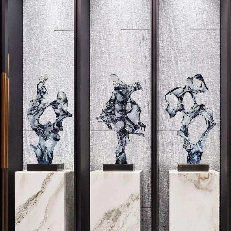新款创意抽象太湖石样板房摆件电视柜透明装饰品家居雕塑艺术品