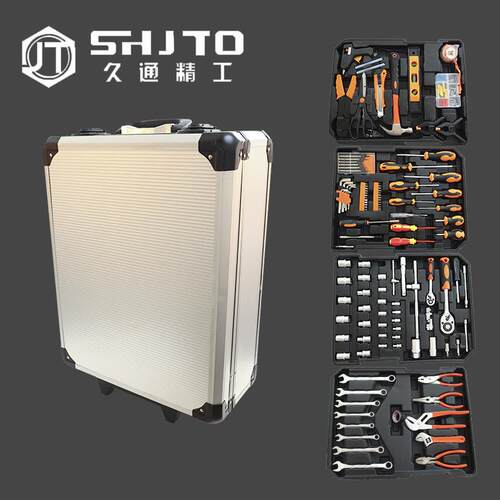 厂家销售 187件套工具套装家用手动工具汽修组合铝合金维修工具箱
