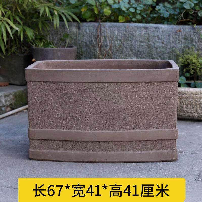 包邮紫砂花盆长方形马槽简约北欧风家居摆设酒店办公室紫砂花盆