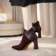 春季 高跟短靴2026秋冬新款 厚跟尖头后拉炼短靴女靴0128ed
