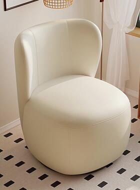 新款厅阳可台单人沙发现代简XJV约休闲椅旋转布艺卧室梳妆凳奶油