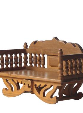 实木小沙发摆件台面玄关客厅电视柜茶道泰国东南亚中式桌面装饰品