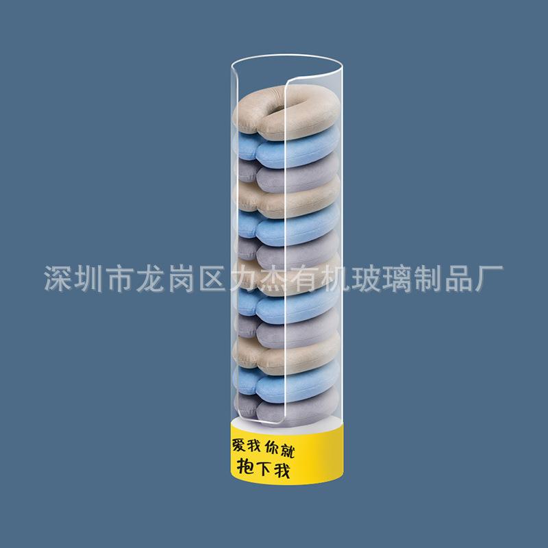 亚克力透明U型枕LED展示柜 腰靠抱枕展示箱 公仔立式陈列柜