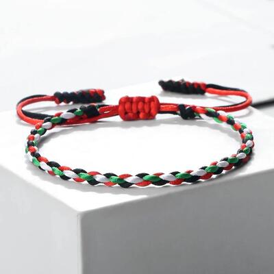 Palestine Flag String Bracelet Red Black White Green Rope Br