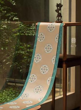 新款知舍·镜花源茶席套组复古中式茶桌台布垫子双面禅意布艺桌旗