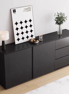 极简餐边柜现代简约酒柜靠墙茶水柜黑色储物柜客户卧室收纳柜新款