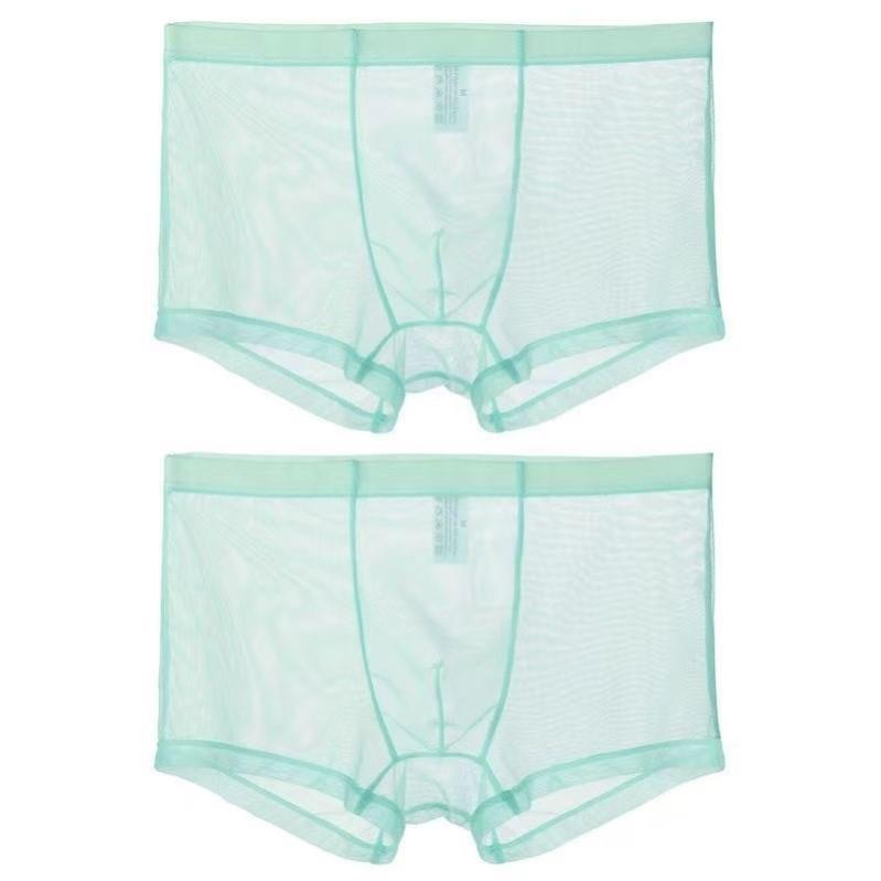 夏季男士内裤男平角裤冰丝性感超薄透明内裤男全透气网纱青年潮流