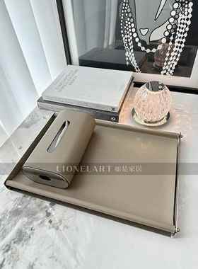 如u型不锈钢皮革托盘现代Normcore纸盒餐桌卧室床头入口餐巾纸礼