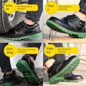 防刺 防摔 牛皮 透气 电工绝缘钢头 品牌脱码 除臭 男劳保鞋