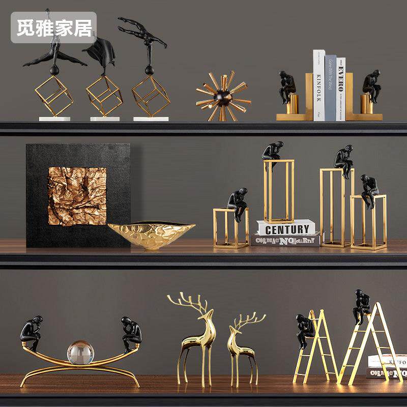 意式轻奢合金艺术立体几何人物软装饰品客厅办公室书房展示柜摆件