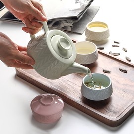 爱屋格林一壶六杯陶瓷茶具套装礼盒北欧风喝茶茶具套装2023
