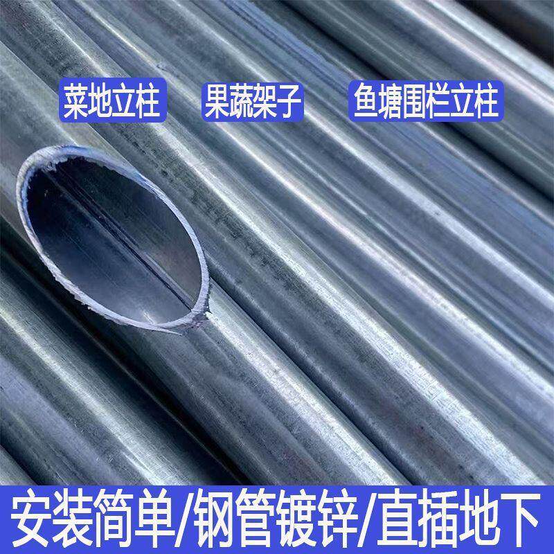 热镀锌加厚加粗尖头钢管立柱铁丝栏养殖种植用围栏立柱固定支撑管
