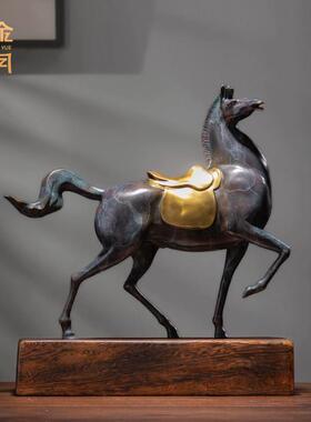《志在必得》铜金岁月全黄铜马摆件工艺品铜器客厅办公室桌面装饰