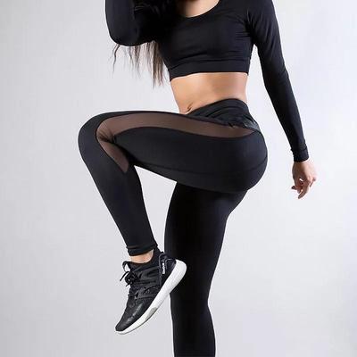 leggings sports yoga hip-lifting stitching mesh sexy Womens