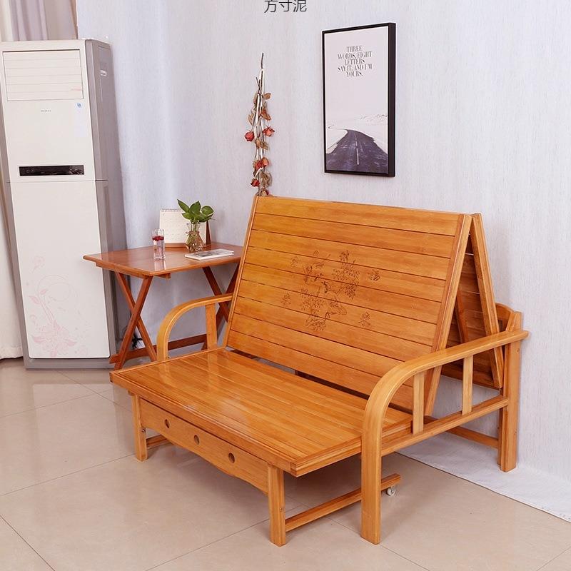 竹床简易折叠床沙发两用单人家用双人多功能办公室午休小户经济型