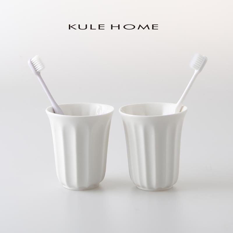 KULEHOME洗漱杯轻奢情侣家用漱口创意牙具牙膏架简约陶瓷刷牙杯