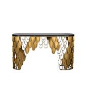 意式 轻奢大理石玄关桌豪华别墅客厅现代高端艺术鱼鳞创意条案桌