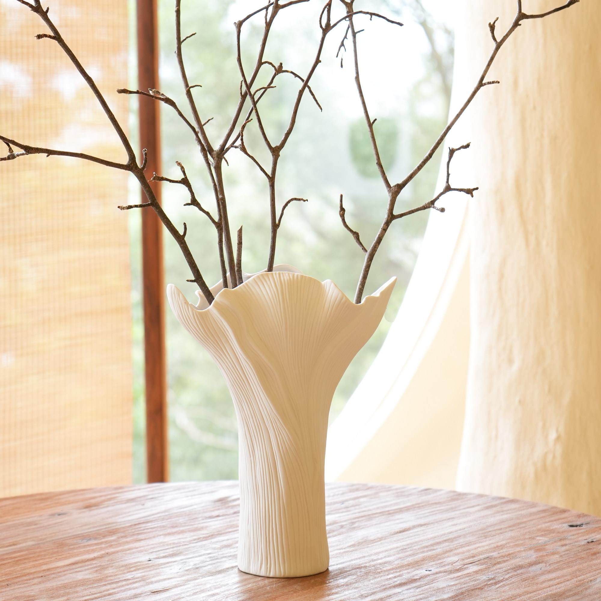 寂器白色陶瓷花瓶轻奢高级感敞口宽口花瓶设计感小众艺术设计师款,家居饰品,花瓶,淘宝优惠券,粉丝福利购,淘宝优惠卷