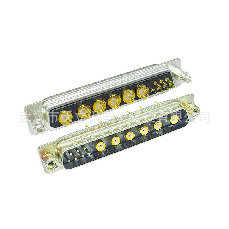 射频同轴D-SUB连接器13W6公头母头直插焊镀金针13pin转接头沃立讯