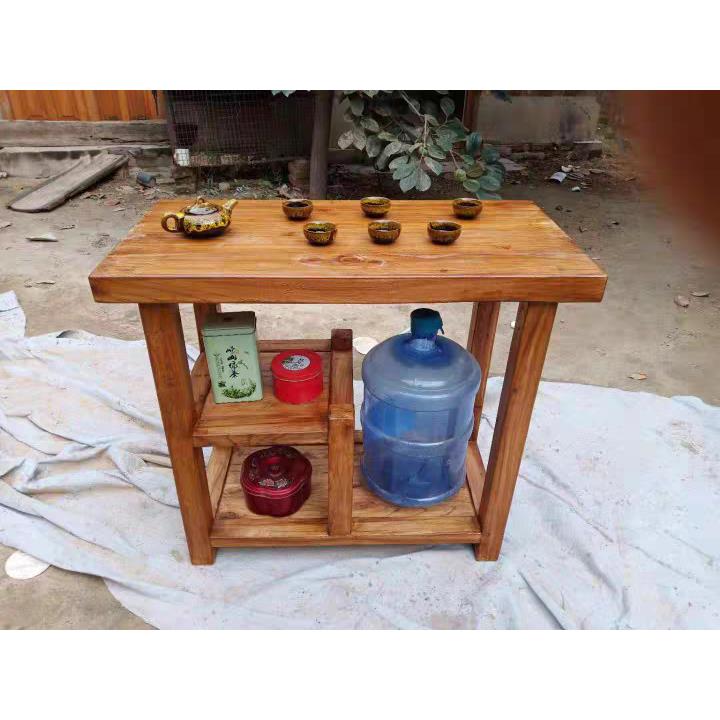 老榆木茶台茶水柜实木二人小茶桌简约阳台茶车茶架中式现代小户型