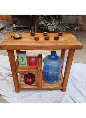 老榆木茶台茶水柜实木二人小茶桌简约阳台茶车茶架中式现代小户型