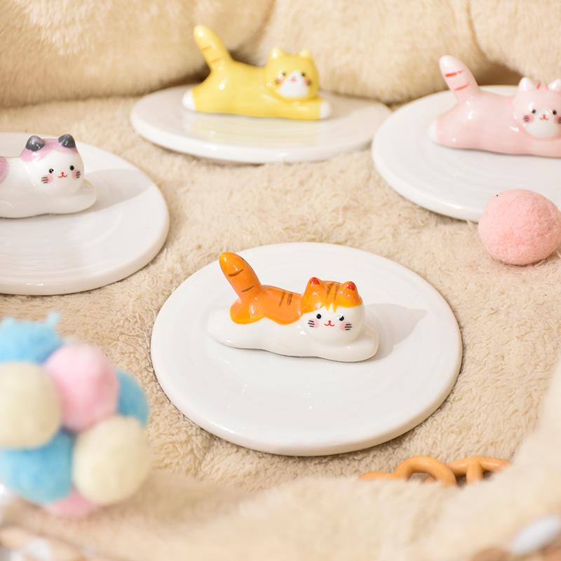 PiaJi 猫咪坐镇喝水不闷 可爱四色猫猫马克杯盖大号水杯盖子陶瓷