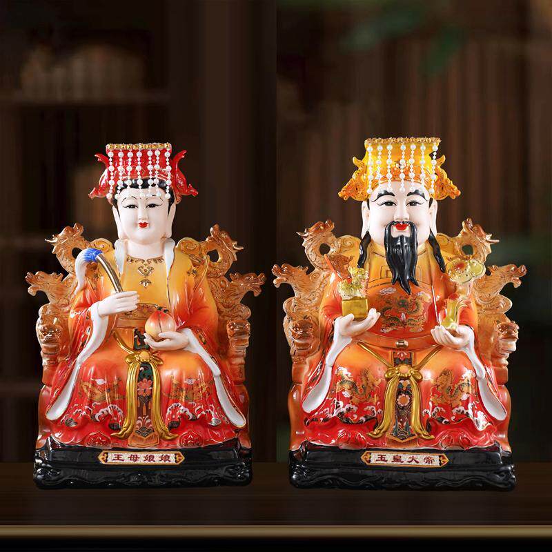 高档玉皇大帝王母娘娘老天爷客厅玉帝王母神像摆件居家供奉家用