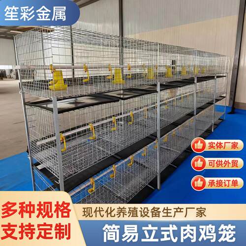 简易立式层叠式肉鸡笼农场家禽养鸡养殖带粪盘食槽机械设备鸡笼