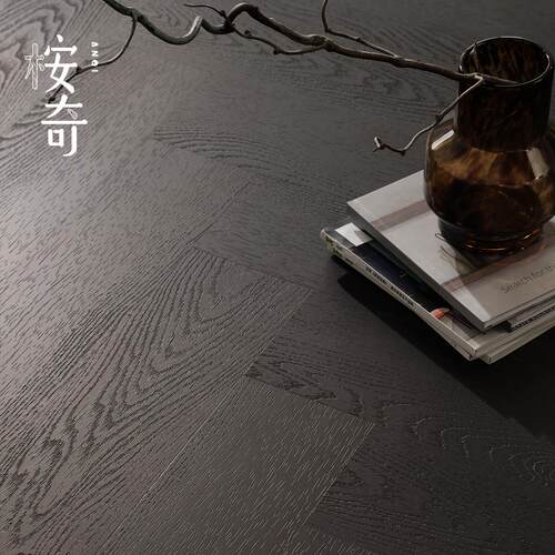 SPC石塑锁扣地板黑色木纹家用石晶卡扣式复合地板PVC加厚防水静音