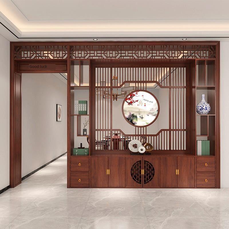 入口Bogu架门厅餐厅拱门新中国风实木屏风月亮洞门隔断客厅家庭入