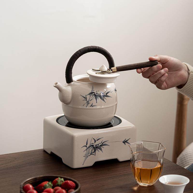电陶炉煮茶器家用养生泡茶烧水壶白瓷手绘陶瓷煮茶壶茶具套装