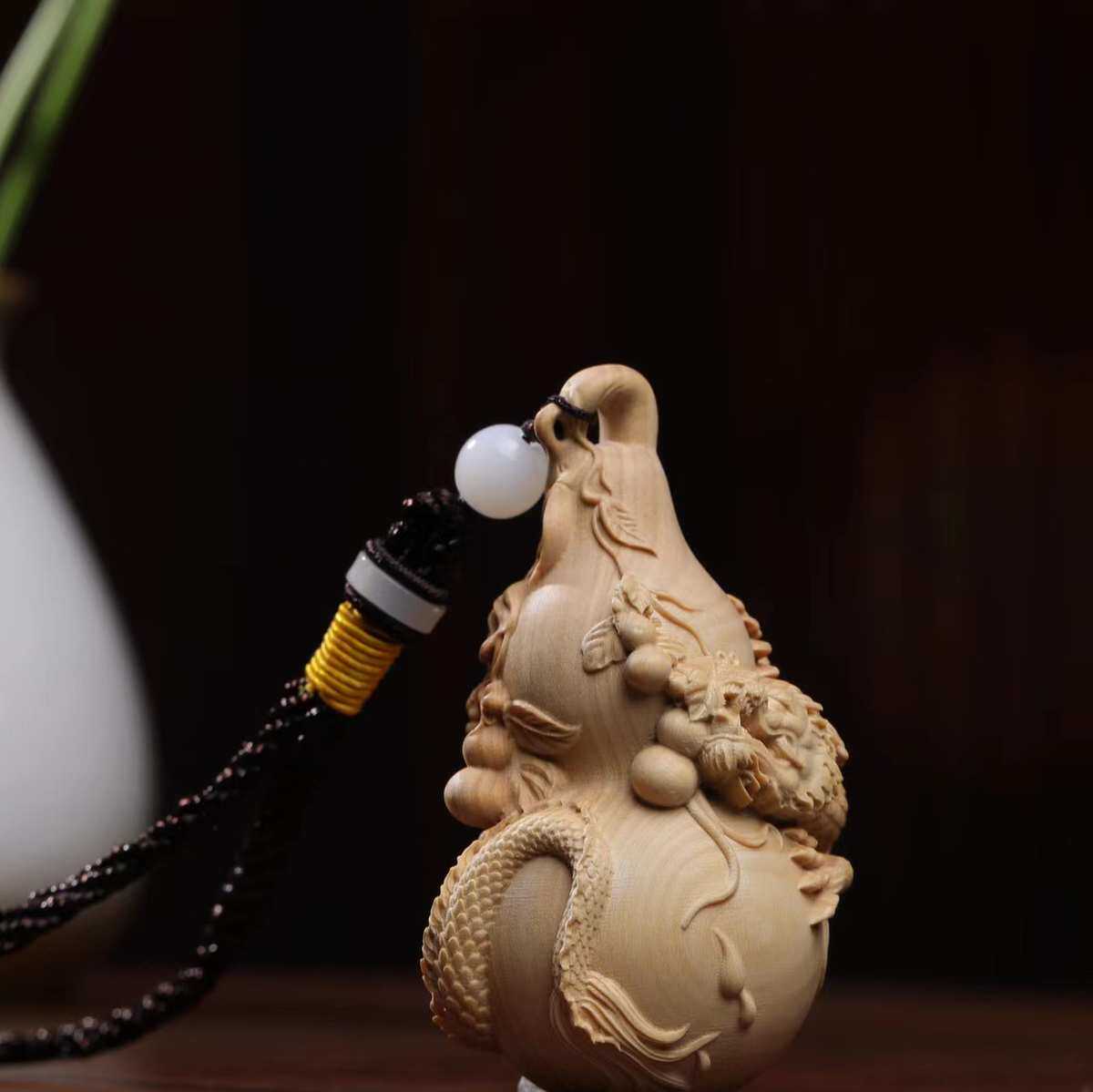 龙葫芦生肖龙小叶黄杨木雕刻手把件文玩工艺品挂件文玩车挂车饰
