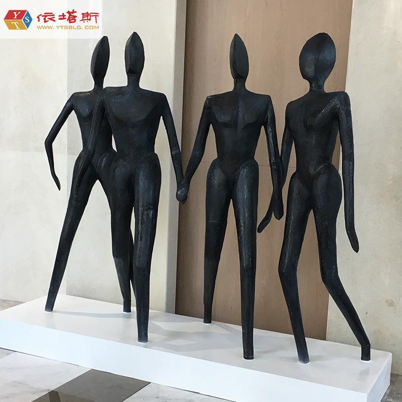 依塔斯大型人物不锈钢抽象雕塑创意镜面水景学校装饰摆件公园户外