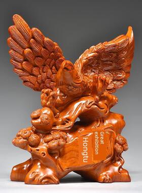 红木雕鹰饰品展红木雕鹰家居客厅办公桌面装饰红木工艺品