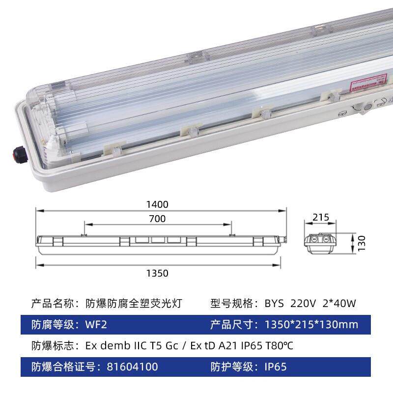 BYD705防爆led荧光灯车间厂房仓库应急单双管防爆防腐全塑荧光灯