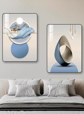 主卧床头画卧室背景墙画天鹅装饰画2025新款挂画现代轻奢蓝色壁画