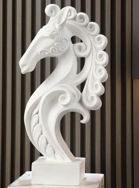 马头雕塑艺术工艺品入口门电视柜沙发软装高端大型装饰品办公室