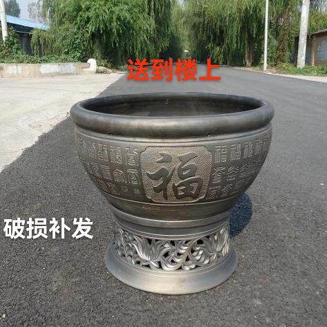 鱼盆庭院老式古法陶瓷水养金鱼乌龟泥瓦缸黑陶百福鱼缸