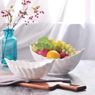 西餐碗家用大碗汤碗水果沙拉碗凉菜碗酒店餐具批发 纯白陶瓷碗法式
