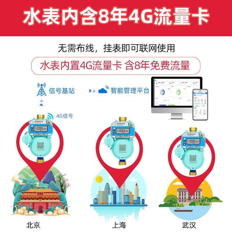 手机缴费扫码预付费无线4G物联网智能水表远程抄表家用自来水表