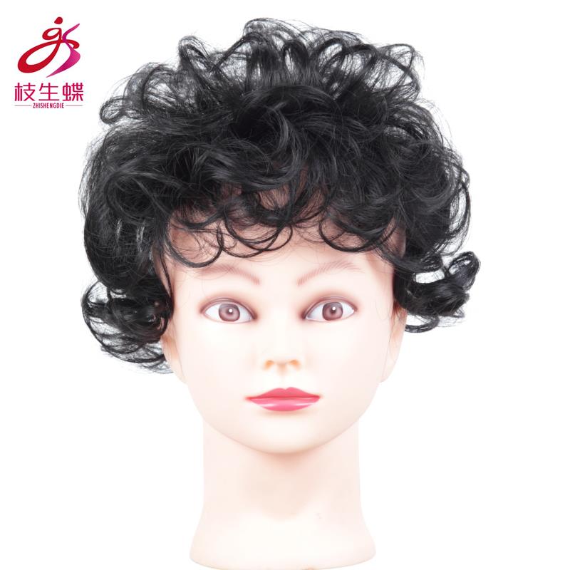 高档生蝶假发仿真发年头顶遮白发化纤刘海中老女士补发发片发块枝