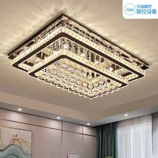 卧室房间灯大气不锈钢护眼主水晶吸顶灯 现代轻奢客厅大灯2025新款