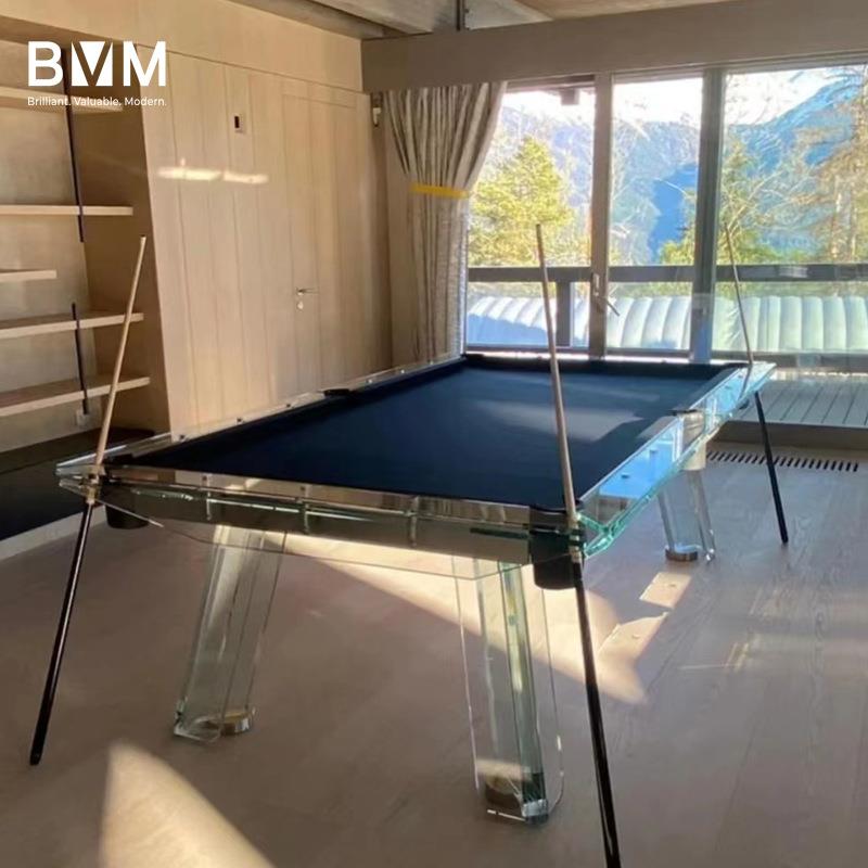 莱特水晶玻璃台球桌钢化透明亚克力美式亚克力标准型桌球台