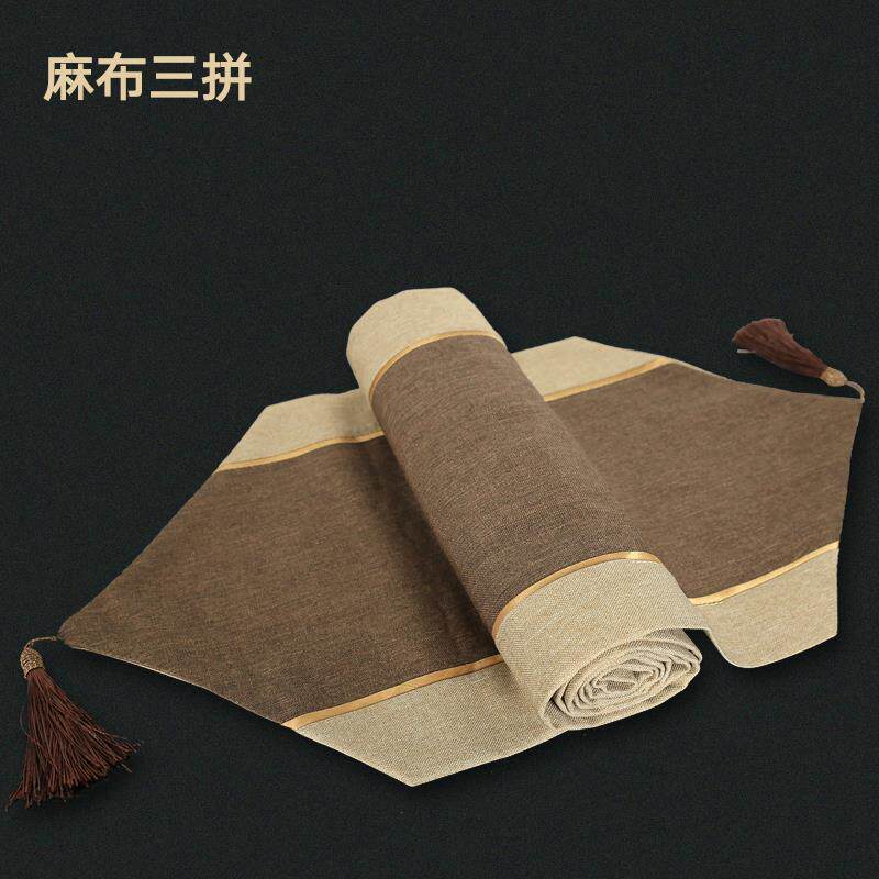 高档现代简约桌旗中式纯色桌茶桌布艺麻尾餐桌桌布装饰布巾床棉旗