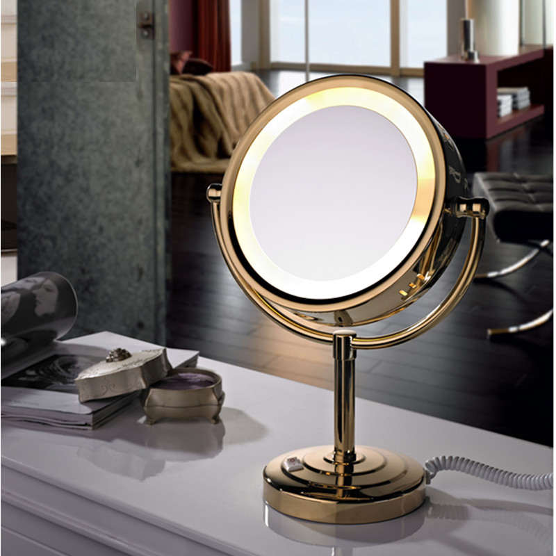 德国高档浴室壁挂旋转化妆镜折叠镜卫生间伸缩双面放大镜美容镜子