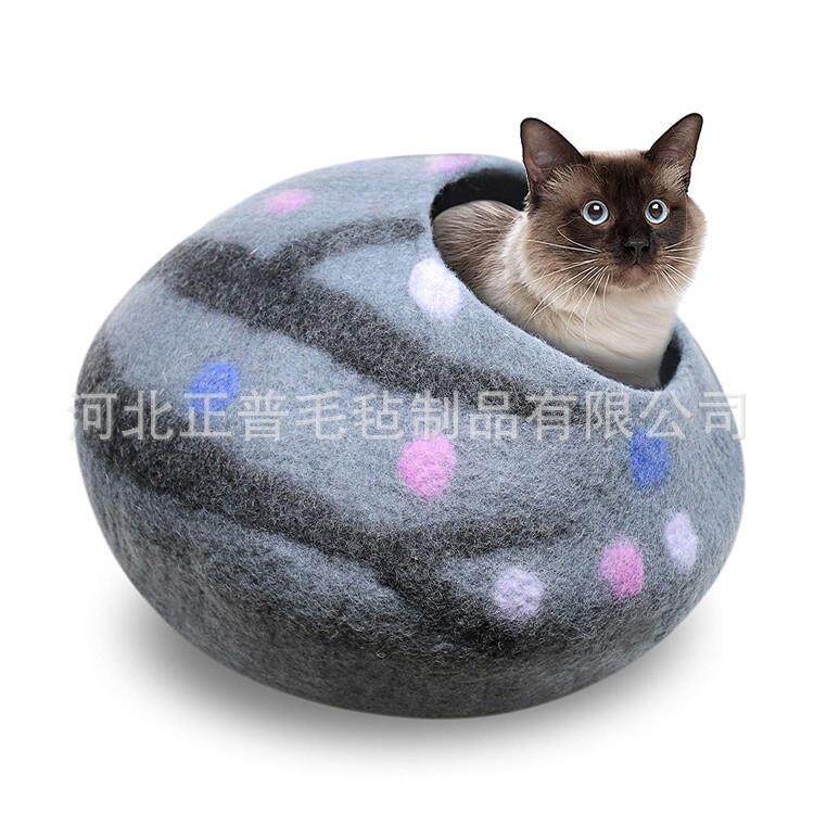 羊毛手工制作蛋型猫窝 猫床羊毛毡猫窝 猫咪洞穴