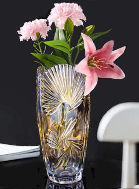 花瓶玻璃透明 轻奢摆件客厅插花水养干花摆件 欧式摆设家居装饰品